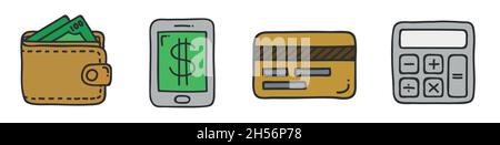 Collection Business and Finance Icons.Isolé sur blanc Illustration de Vecteur