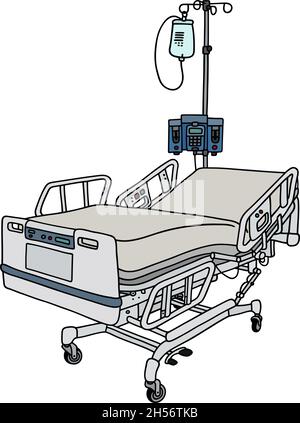 Dessin manuel d'un lit de position d'hôpital Illustration de Vecteur