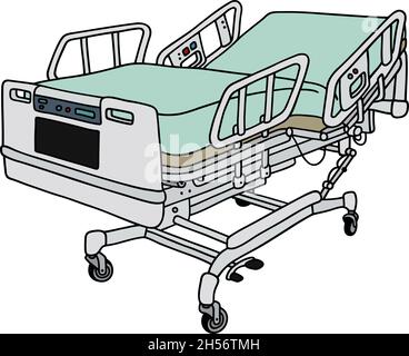 Dessin à la main d'un grand lit d'hôpital Illustration de Vecteur