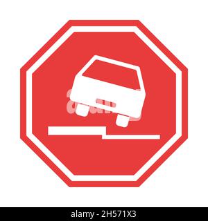 Icône de danger routier, panneau de signalisation routière, illustration du vecteur de signalisation routière, véhicule d'avertissement . Illustration de Vecteur