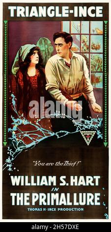 William S. Hart dans le film de 1916 The Primal Lure - affiche ancienne et ancienne.Triangle-Ince. Banque D'Images