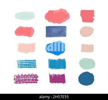 Collection de splatters colorés.Ensemble de formes et de flèches différentes illustration vectorielle.Isolé sur fond blanc Illustration de Vecteur
