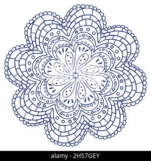Fond géométrique oriental de mandala.Magnifique décoration circulaire décorative isolée sur fond blanc Illustration de Vecteur
