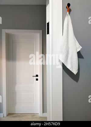 Décoration intérieure de style scandinave - minimalisme dans les couleurs gris et blanc Banque D'Images