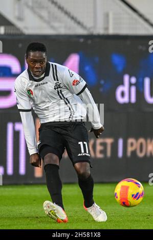 La Spezia, Italie.06e novembre 2021.Emmanuel Gyasi (Spezia) pendant Spezia Calcio vs Torino FC, football italien série A match à la Spezia, Italie, novembre 06 2021 crédit: Independent photo Agency/Alamy Live News Banque D'Images