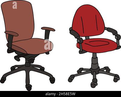 Dessin à la main vectorisé de deux fauteuils de bureau modernes Illustration de Vecteur