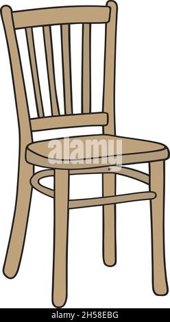 Le dessin à la main vectorisé d'une ancienne chaise en bois Illustration de Vecteur