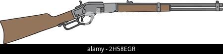 Le dessin à la main vectorisé d'un fusil à répétition américain classique Illustration de Vecteur