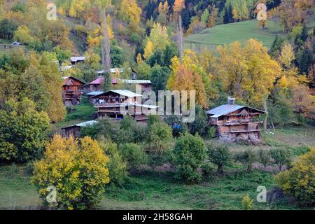 Les beautés naturelles de la province d'Artvin offrent de magnifiques vues à ses visiteurs en automne. Banque D'Images