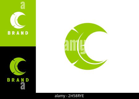 Design simple avec logo « banane » en forme de feuille.Le logo en forme de feuille de banane forme la lettre C. un logo simple et créatif minimaliste et moderne. Illustration de Vecteur