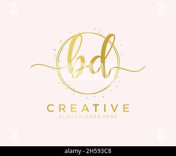 Logo BD féminin.Utilisable pour les logos nature, salon, Spa, cosmétique et Beauté.Elément de modèle de logo Flat Vector. Illustration de Vecteur