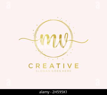 Logo MV féminin.Utilisable pour les logos nature, salon, Spa, cosmétique et Beauté.Elément de modèle de logo Flat Vector. Illustration de Vecteur