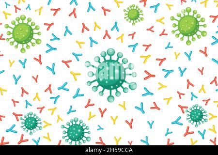illustration anticorps vecteurs attaque les virus pour protéger le corps. attaque les virus. les anticorps protègent le corps contre la maladie Illustration de Vecteur