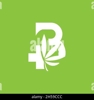 Illustrations vectorielles. Lettre B avec la forme médicinale du cannabis. Illustration de Vecteur