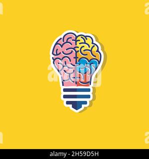 Idée d'ampoule colorée avec modèle de logo vectoriel du cerveau.Icône d'entreprise telle que le logotype.Vecteur cerveau idée ampoule créative Illustration de Vecteur