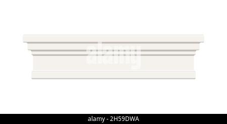 Moulure de corniche à plinthe blanche.Plinthe de la couronne de plafond isolée de l'arrière-plan.Décoration intérieure en plâtre, bois ou styromousse.Décoration classique.V Illustration de Vecteur