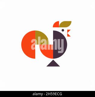 Illustration vectorielle du logo géométrique abstrait du coq de poulet Illustration de Vecteur