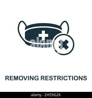 Icône Suppression de restrictions.Signe monochrome de la collecte de vaccins.Illustration de l'icône restrictions de suppression créatives pour la conception Web, les infographies Illustration de Vecteur