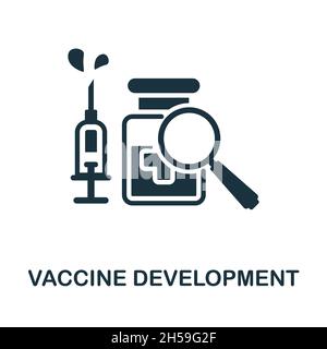 Icône mise au point de vaccins.Signe monochrome de la collecte de vaccins.Illustration de l'icône Creative Vaccine Development pour la conception Web, l'infographique et Illustration de Vecteur