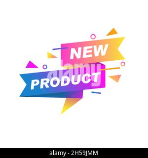 Nouvelle illustration vectorielle de couleur de signe de produit, nouvelle composition colorée de produit avec design plat Illustration de Vecteur