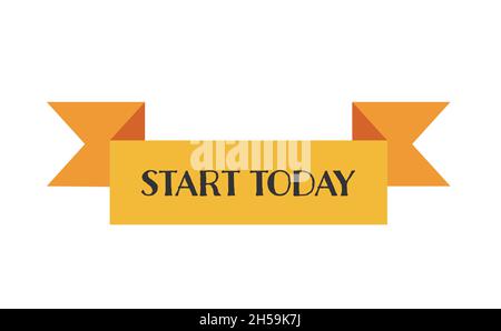 Commencez dès aujourd'hui. Phrase lettrage dessinée à la main isolée sur blanc. Banque D'Images