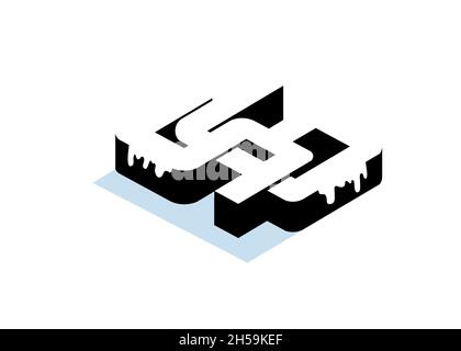 Illustration vectorielle logo lettre SG style 3D moderne avec concept de style gelé. Lettre sg style neige Illustration de Vecteur