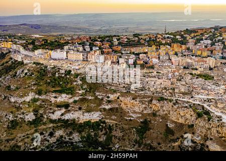 Matera en Italien aus der Luft | ville italienne Matera d'en haut Banque D'Images