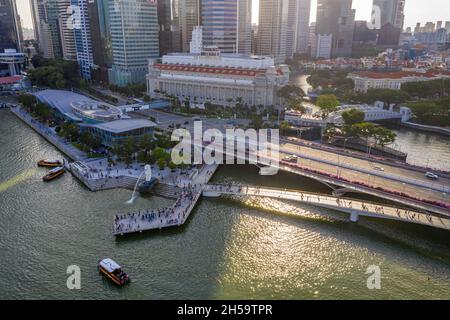 Singapour - 31 janvier 2020 : photo aérienne de Merlion Park, Singapour Banque D'Images
