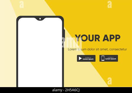 Smartphone pour télécharger la page d'accueil du site Web de l'application. Banque D'Images