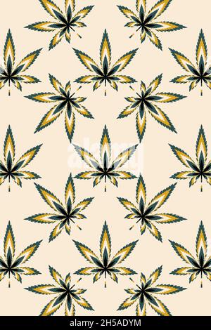 Feuilles de marijuana ou feuilles de cannabis modèle de mauvaises herbes Illustration de Vecteur