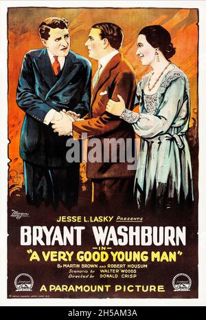 Affiche de film vintage: Affiche de film vintage pour le film de comédie muet américain 1919 Un très bon jeune homme, exploit Bryant Washburn Banque D'Images