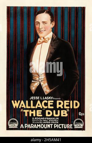 Affiche du film d'époque pour le film de comédie américain The Dub (1919), Wallace Reid. Banque D'Images