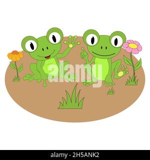 joli dessin animé animal grenouille Illustration de Vecteur