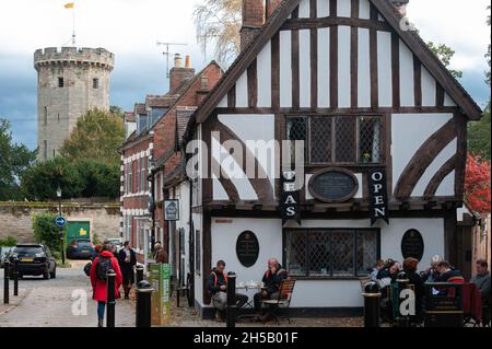 Thomas Oken's House et salons de thé, Castle Street, Warwick Banque D'Images