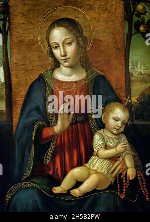 Madonna et l'enfant 1512 - 1520 par Ambrogio da Fossano connu sous le nom de Bergognone, 1451-1456/ 1523 ca.Italie, Italien, Banque D'Images