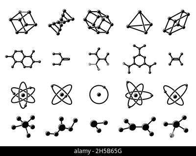Structure moléculaire.Molécule d'adn hexagonal, molécules associées au logo.Formule chimique, noir chimique ou médecine recherche récente des icônes de vecteur Illustration de Vecteur