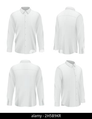 Chemise pour homme.Vêtements d'affaires pour hommes blanc manches longues chemise décente vecteur réaliste mockup images Illustration de Vecteur