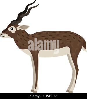 Antilope sauvage.Animal à cornes de dessins animés, éléments de trophée de chasse, bête rapide de la faune, illustration vectorielle de buck isolé sur fond blanc Illustration de Vecteur