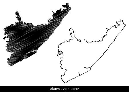 District de Srikakulam (État de l'Andhra Pradesh, République de l'Inde) carte illustration vectorielle, scribble esquisse carte de Srikakulam Illustration de Vecteur