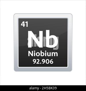 Symbole de niobium.Élément chimique du tableau périodique.Illustration du stock vectoriel Illustration de Vecteur