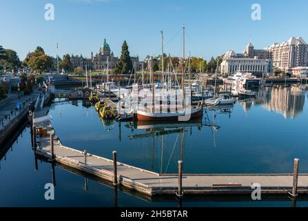 Vue sur le port intérieur à Victoria, en Colombie-Britannique Banque D'Images