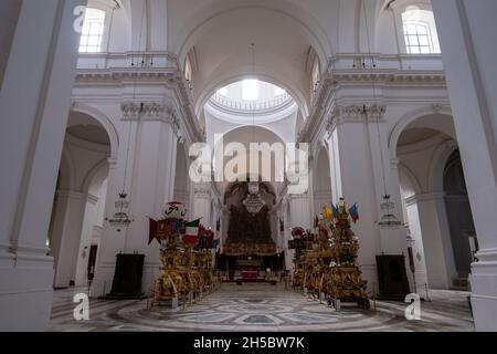 Sicile, Catane - 22 juillet 2021 : monastère bénédictin et église Saint-Nicolas Banque D'Images