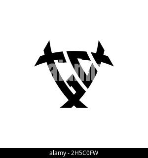 Lettre du logo du monogramme GC avec écran triangulaire et motif en forme de cercle sur fond isolé.Logo triangle monogramme, logo bouclier monogramme, trian Illustration de Vecteur