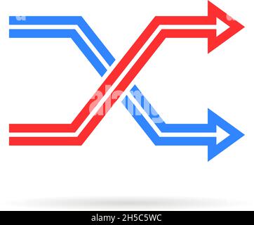 icône de répétition rouge et bleue comme la lecture aléatoire Illustration de Vecteur