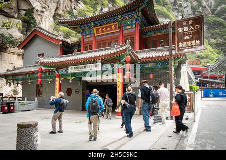 Téléphérique de San Xi Hua Mountain Sante dans la province de Shaanxi, en Chine Banque D'Images