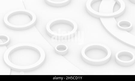 Arrière-plan abstrait blanc avec cylindres, illustration 3d Banque D'Images