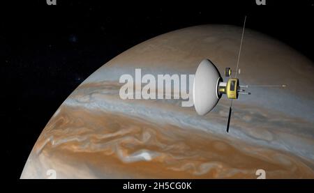Sonde spatiale volant vers Jupiter.Exploration spatiale.Éléments de cette image fournis par la NASA. Banque D'Images