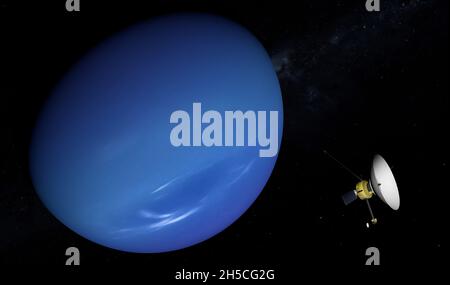 Sonde spatiale volant à Neptune.Exploration spatiale.Éléments de cette image fournis par la NASA. Banque D'Images
