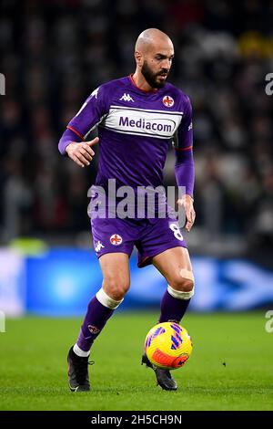 Turin, Italie.06 novembre 2021.Riccardo Saponara de l'ACF Fiorentina en action pendant la série Un match de football entre Juventus FC et ACF Fiorentina.Credit: Nicolò Campo/Alay Live News Banque D'Images