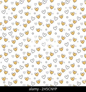 Motif coeurs dessinés à la main sans couture.Les cœurs s'enrassent Banque D'Images